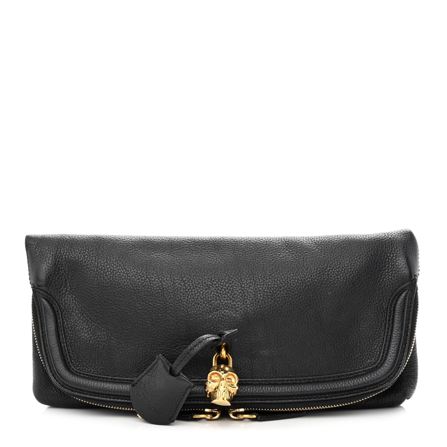 Alexander McQueen Grainy Calfskin Padlock Skull Clutch Black 1 of 11