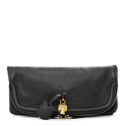 Alexander McQueen Grainy Calfskin Padlock Skull Clutch Black 1 of 11