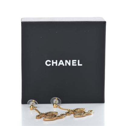 Chanel CC Drop Earrings Matte Gold 5 of 5
