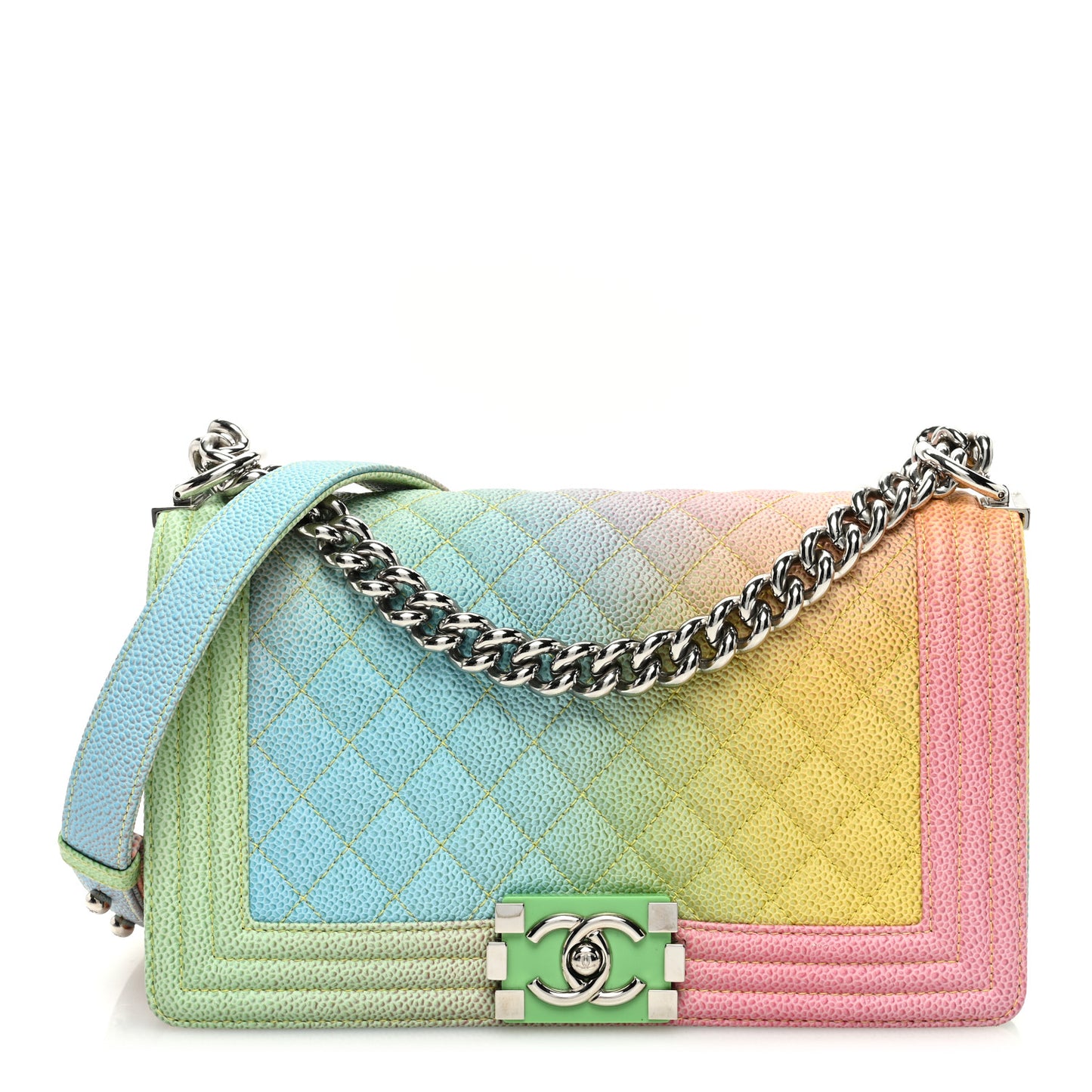 Caviar Quilted Medium Cuba Rainbow Boy Flap Multicolor