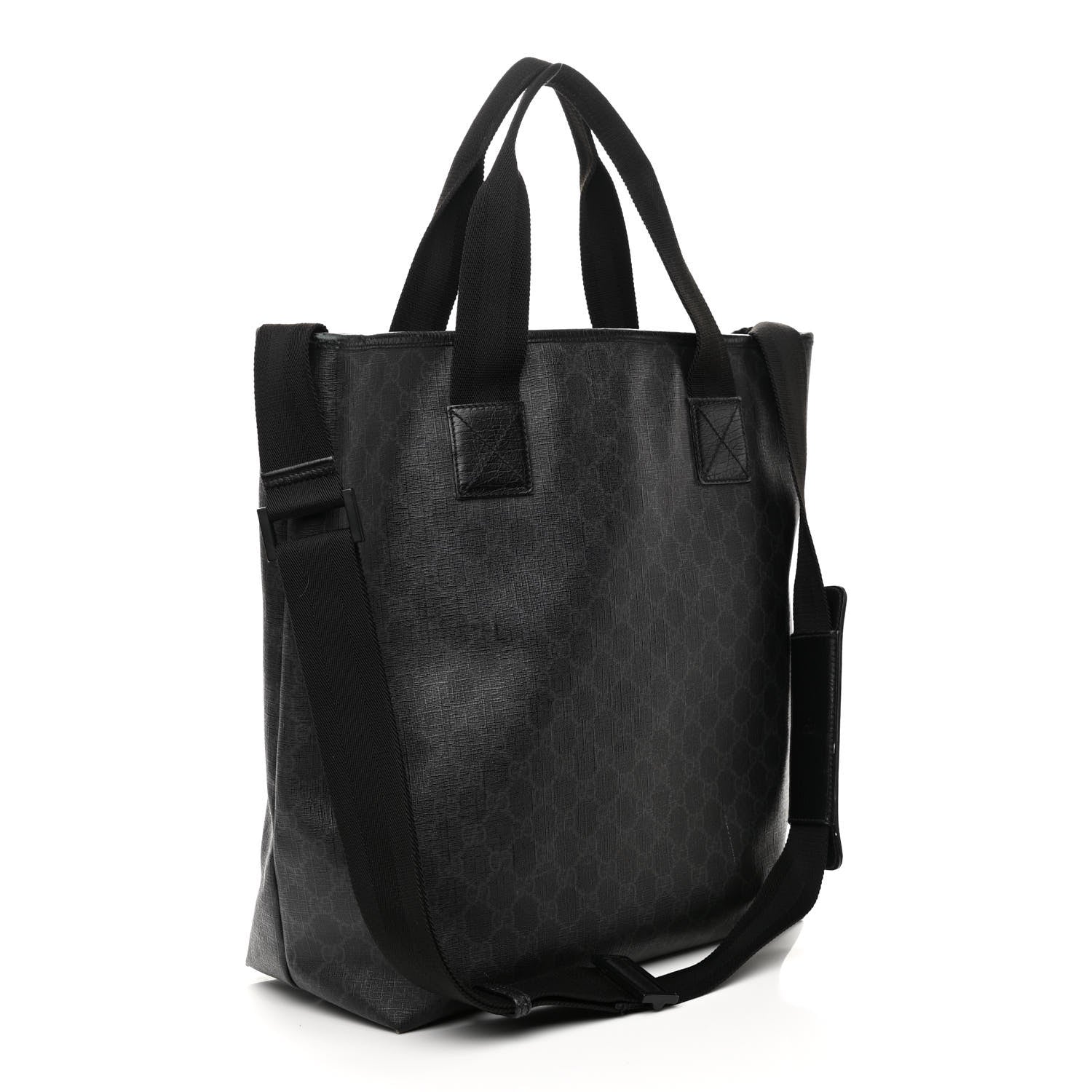 Gucci GG Supreme Monogram Web Handle Vertical Tote Black Grey 3 of 10