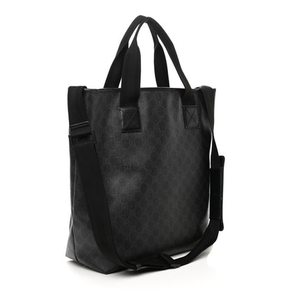 Gucci GG Supreme Monogram Web Handle Vertical Tote Black Grey 3 of 10