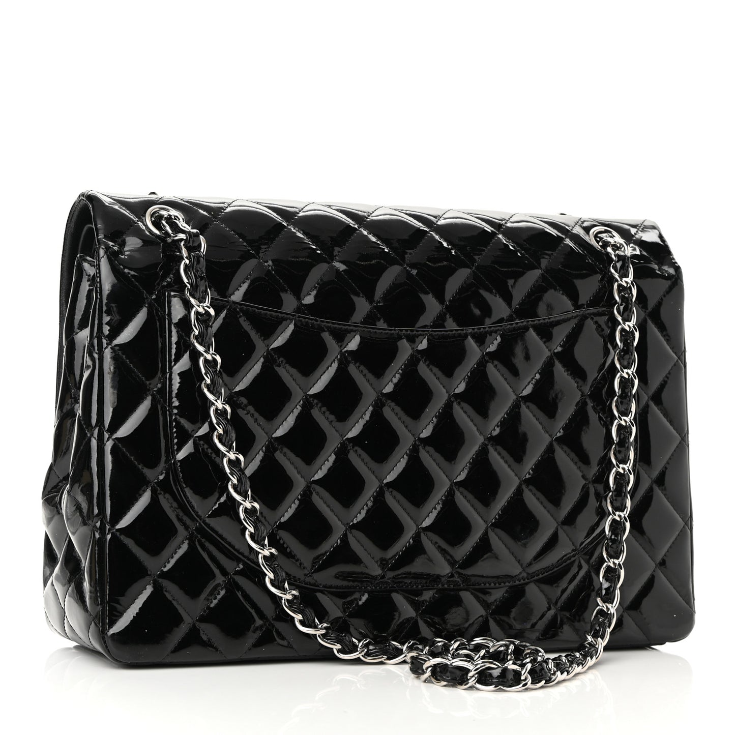 Patent Quilted Maxi Double Flap Black