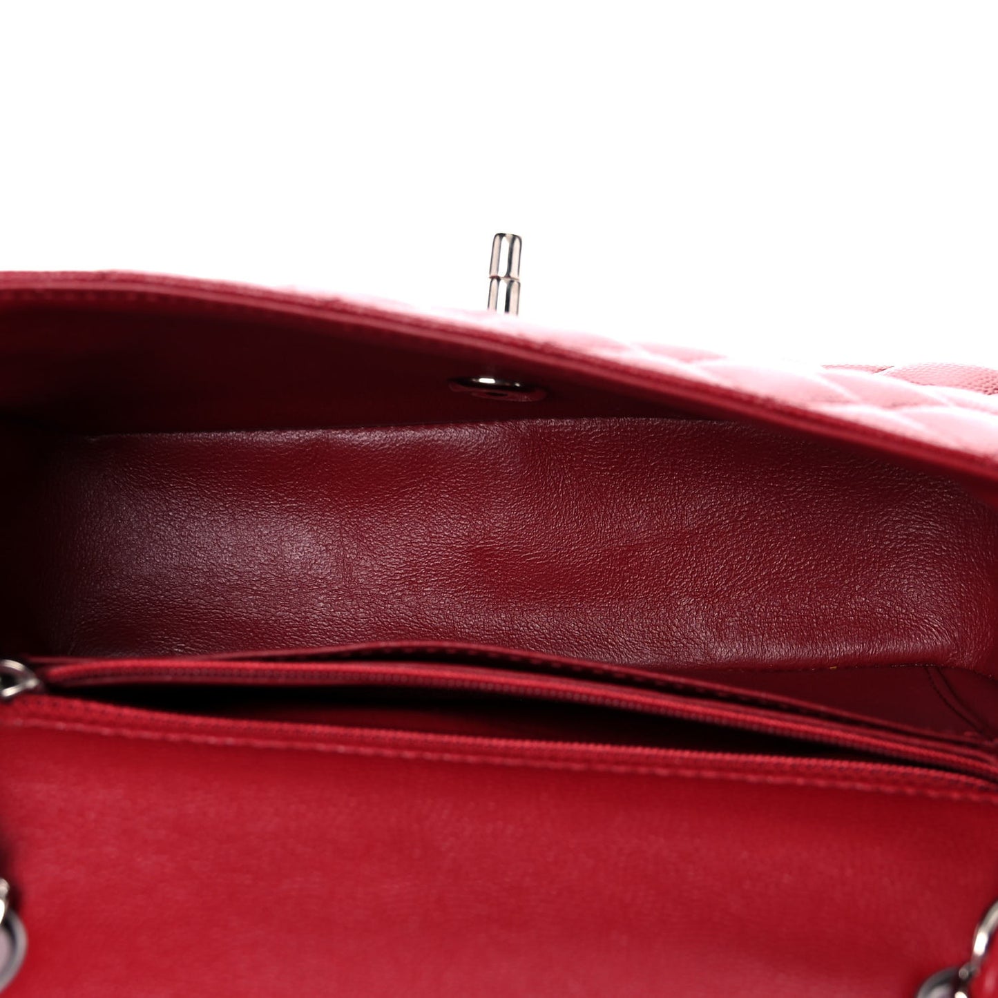 Caviar Quilted Mini Rectangular Flap Red