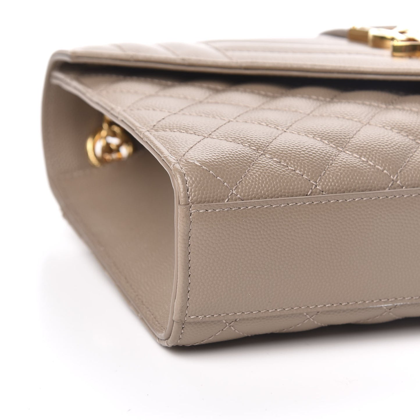 Grain De Poudre Textured Mixed Matelasse Medium Triquilt Monogram Satchel Taupe