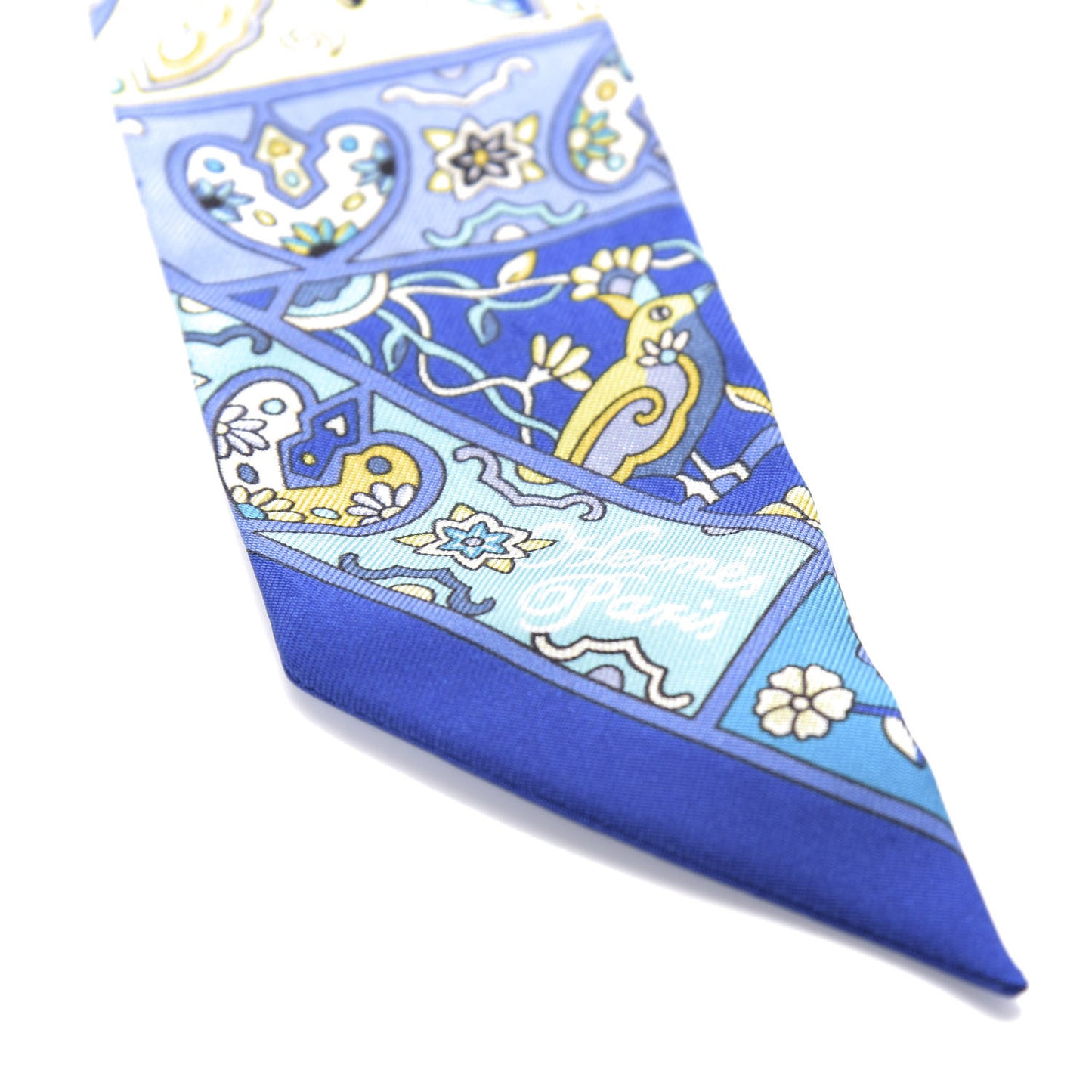 Silk Au Pays Des Oiseaux Fleurs Twilly Bleu Dur Jaune Vif Turquosie