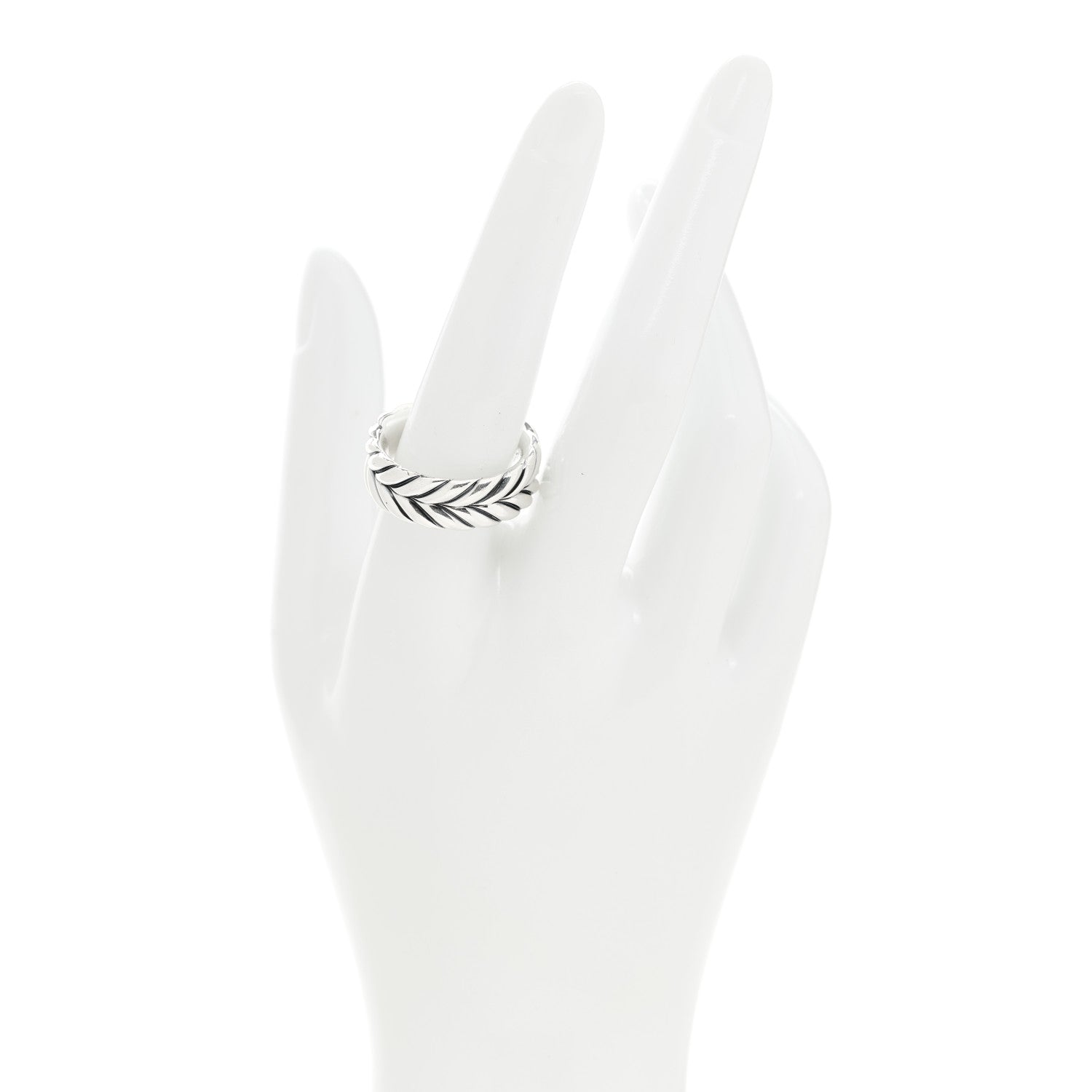 David Yurman Sterling Silver 9mm Chevron Band Ring 58 8.25 2 of 7