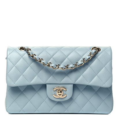 Chanel Caviar Quilted Small Double Flap Light Blue 1 of 9