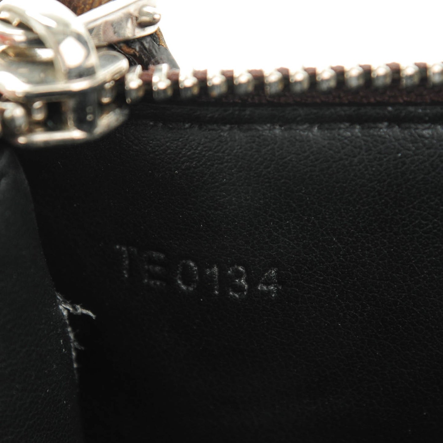 Calfskin Calf Hair Embossed Large Pouch Dark Brown
