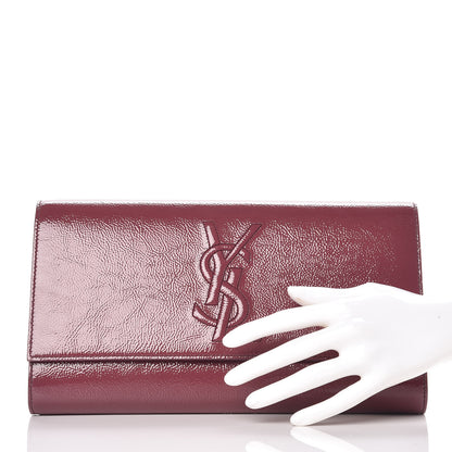 Saint Laurent Textured Patent Calfskin Large Belle De Jour Clutch Berry 2 of 9
