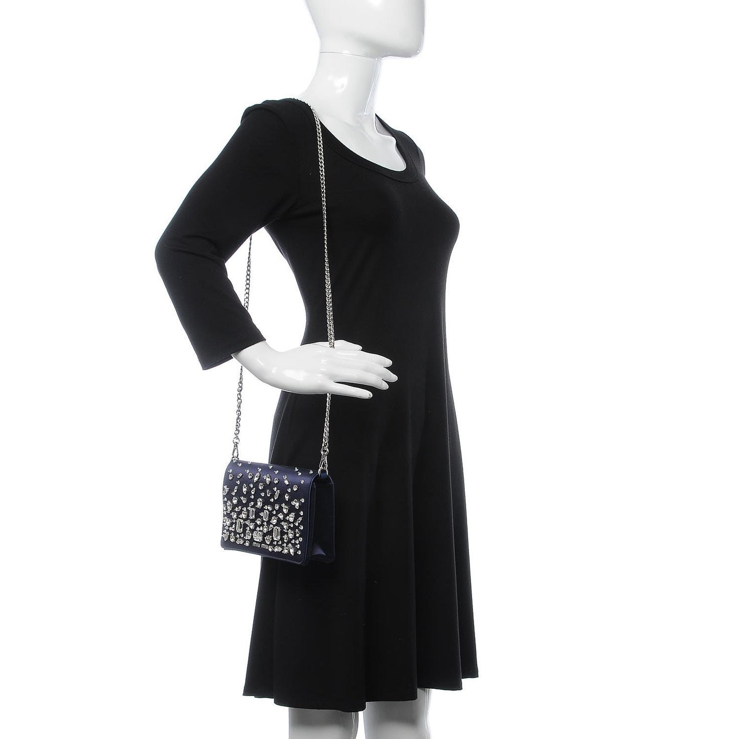 Satin Raso Crystal Embellished Delice Wallet On Chain Baltico