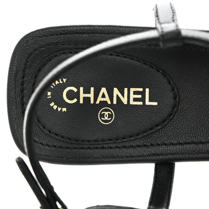 Chanel Lambskin Metal Heart Thong Sandals 39.5 Black 6 of 7