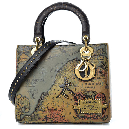 Christian Dior Calfskin New World Physical Print Studded Medium Lady Dior Multicolor 1 of 14