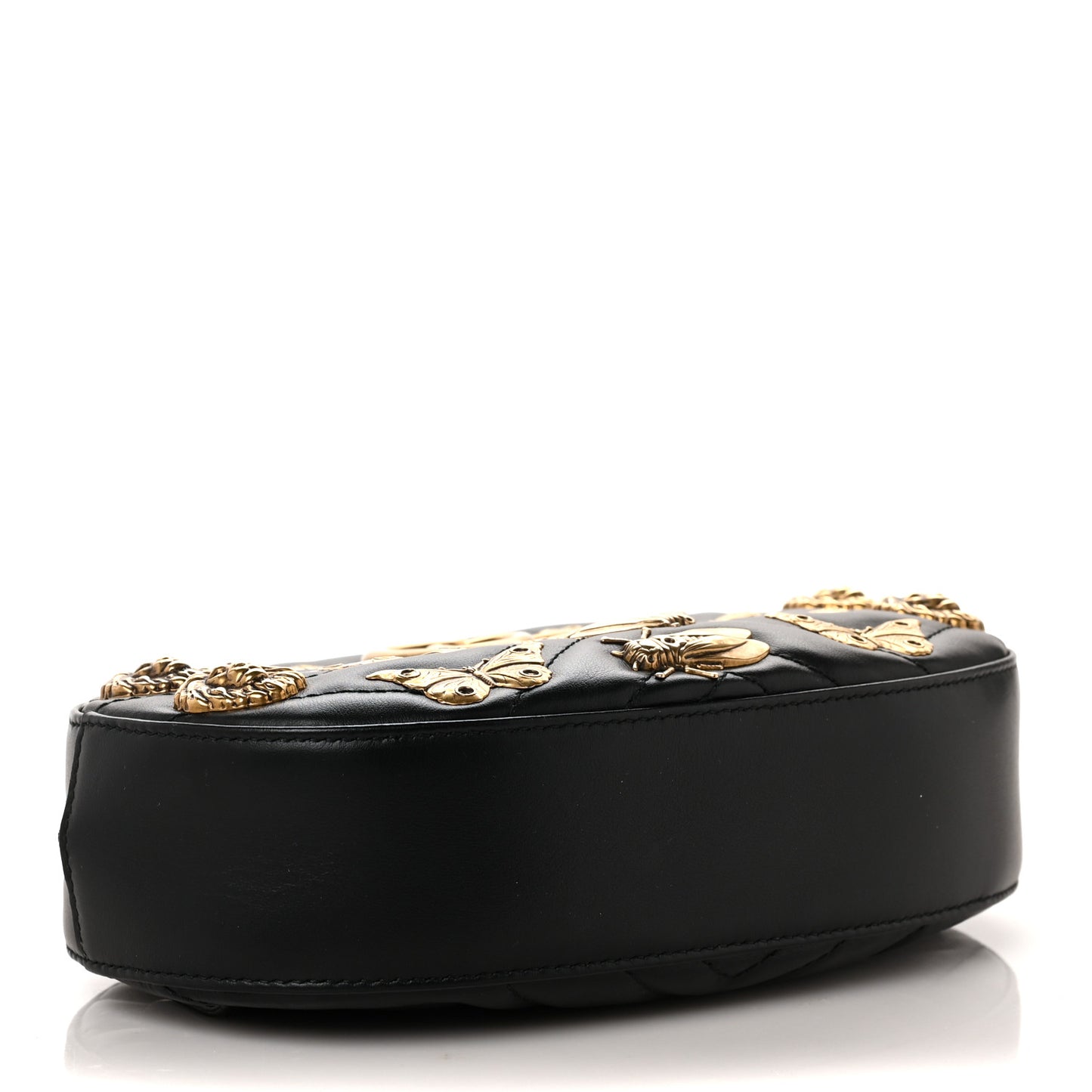 Calfskin Matelasse Animal Studs GG Marmont Belt Bag 85 34 Black