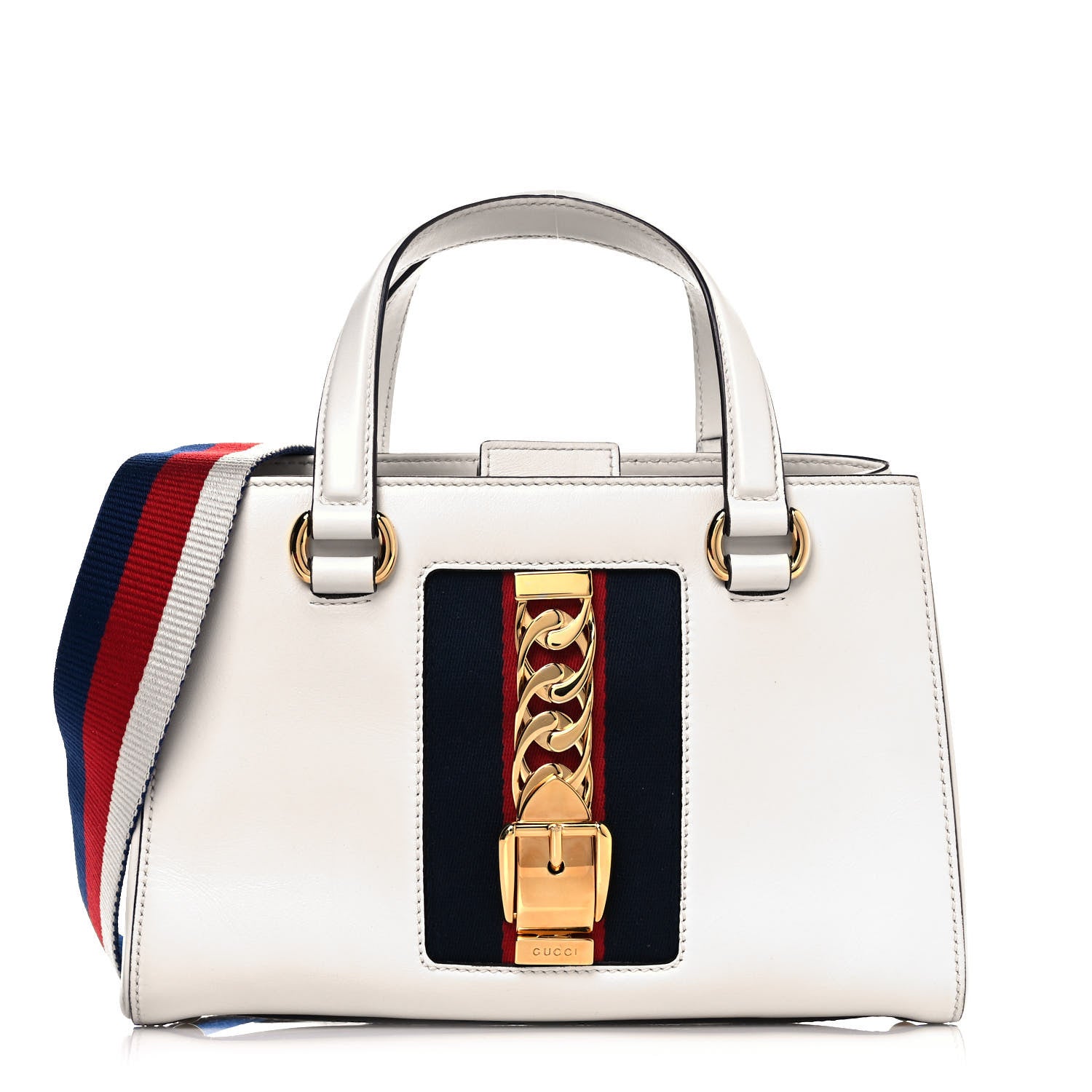 Gucci Calfskin Medium Sylvie Top Handle Tote White 1 of 14