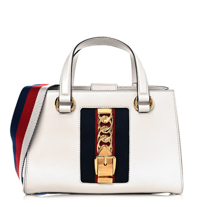 Gucci Calfskin Medium Sylvie Top Handle Tote White 1 of 14