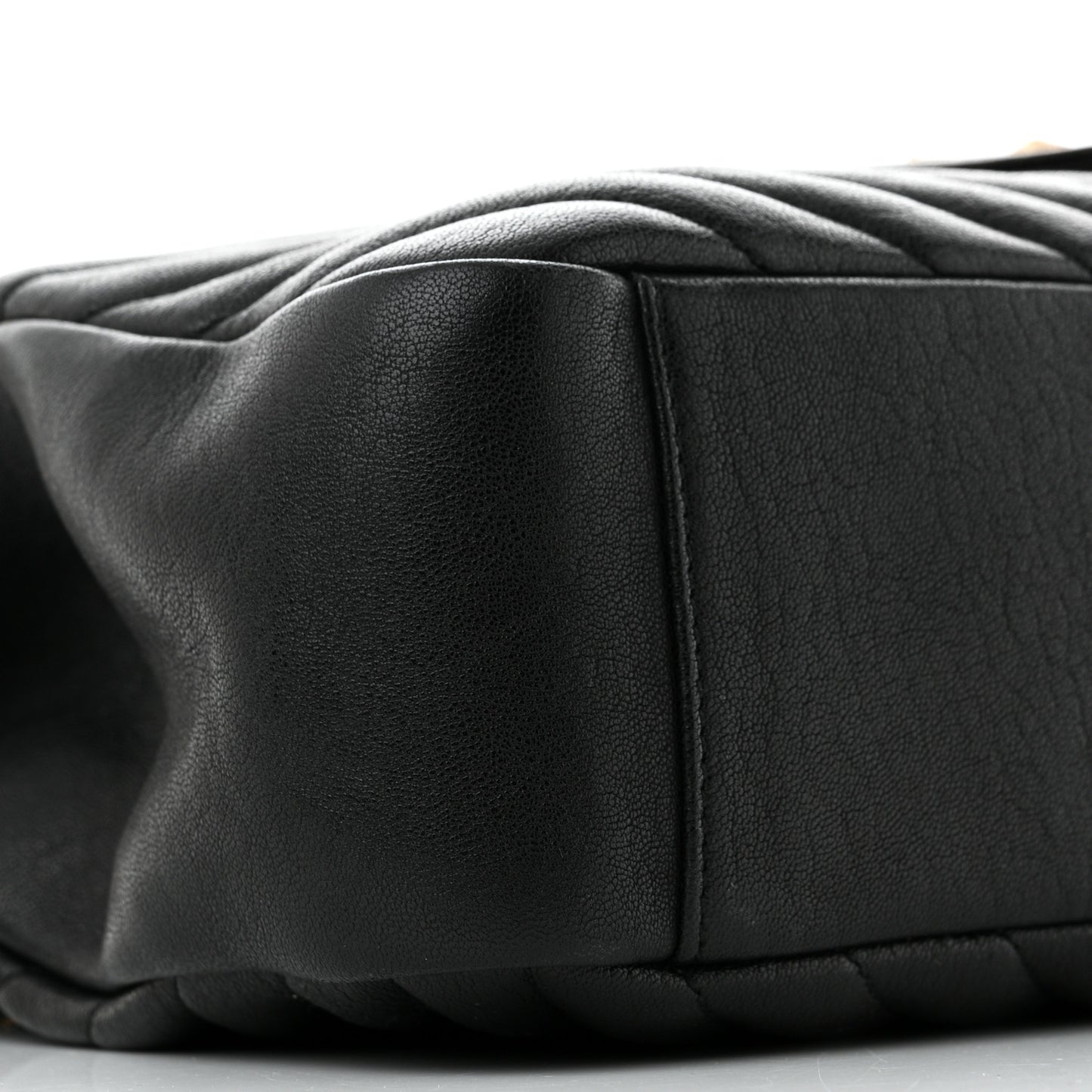 Sheepskin Matelasse Chevron Monogram Large College Satchel Black