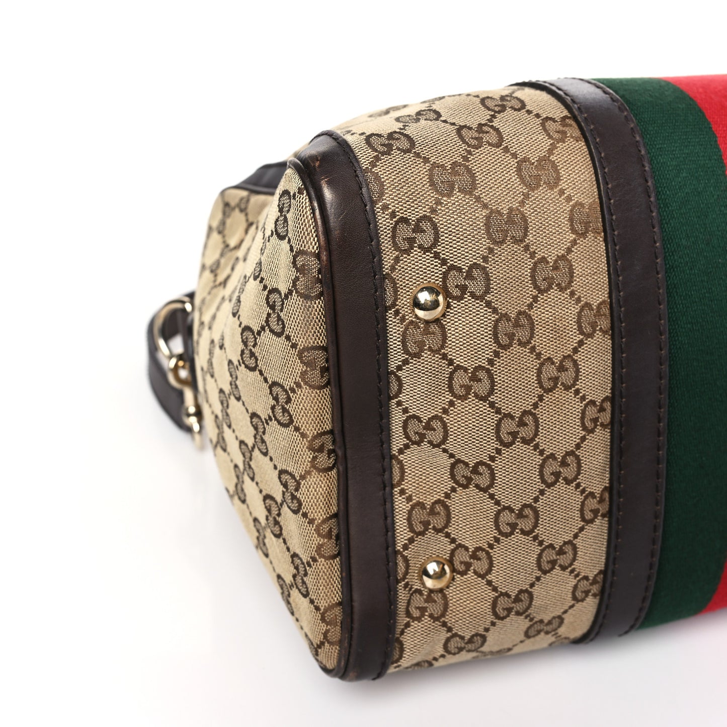 Monogram Selleria Calfskin Vintage Web Medium Boston Beige Ebony Cocoa
