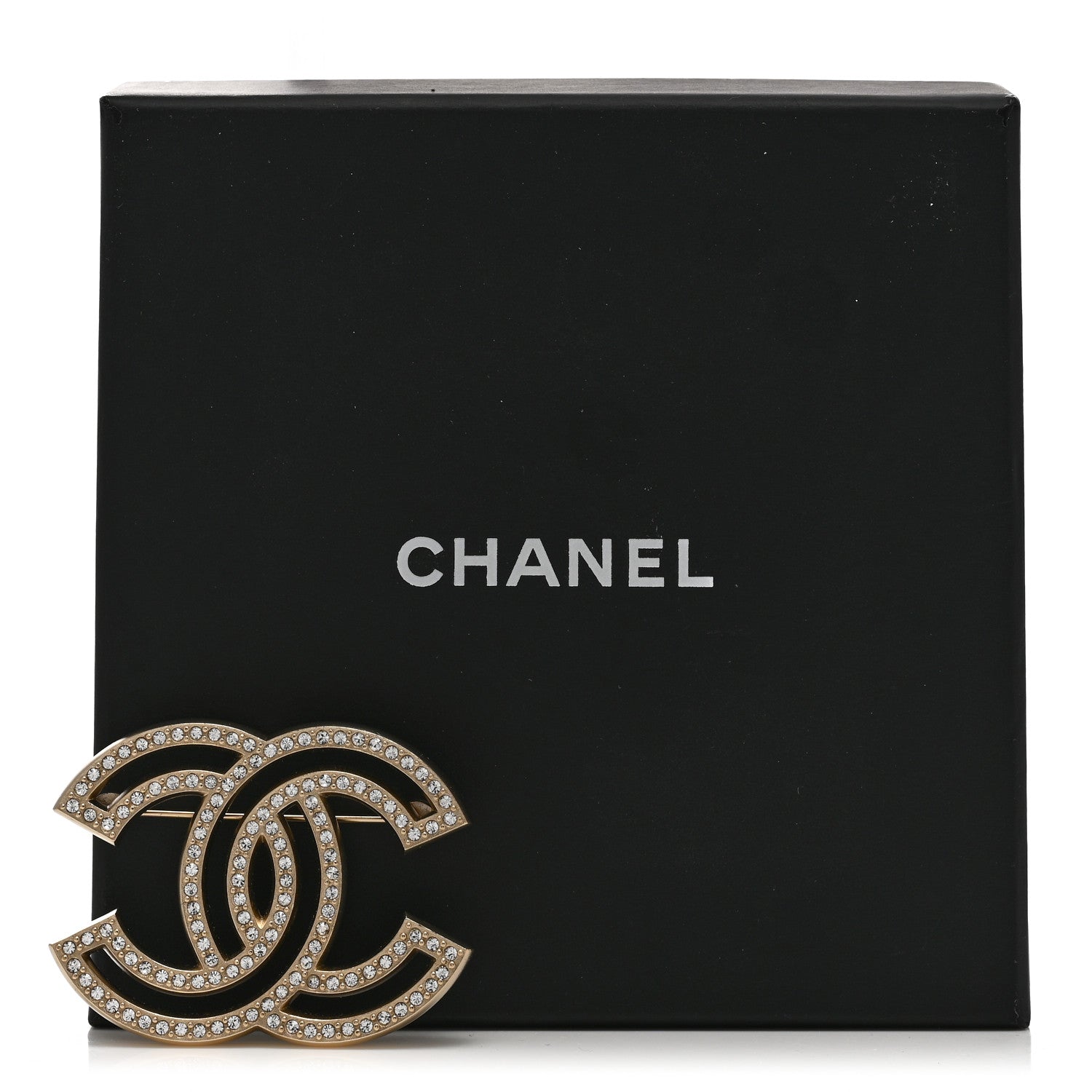 Chanel Crystal CC Brooch Light Gold 5 of 5