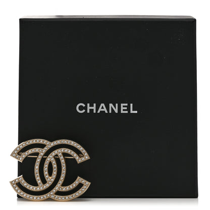 Chanel Crystal CC Brooch Light Gold 5 of 5