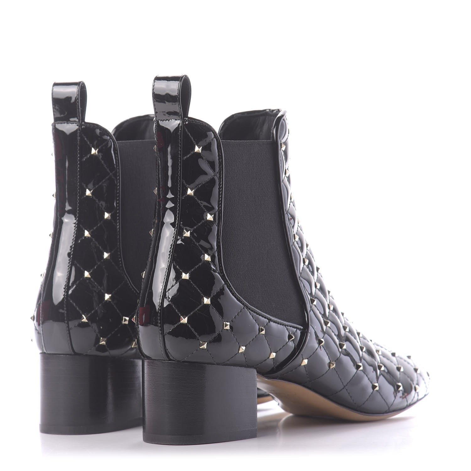Valentino Garavani Patent Rockstud Spike Chelsea Ankle Boots 39 Black 4 of 11