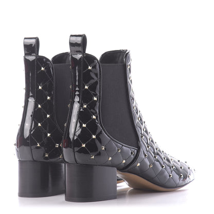 Valentino Garavani Patent Rockstud Spike Chelsea Ankle Boots 39 Black 4 of 11