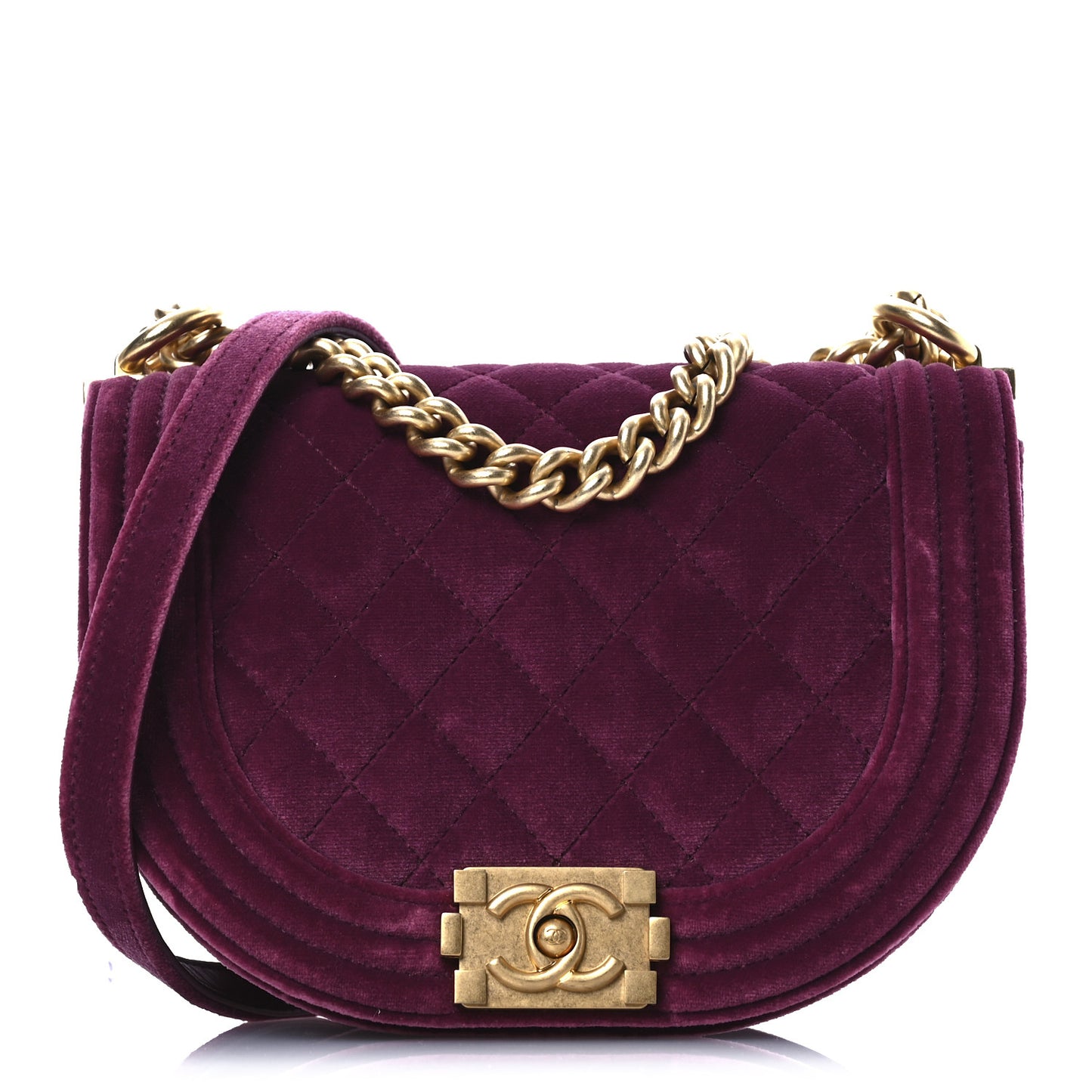 Velvet Quilted Small Boy Messenger Bag Bordeaux