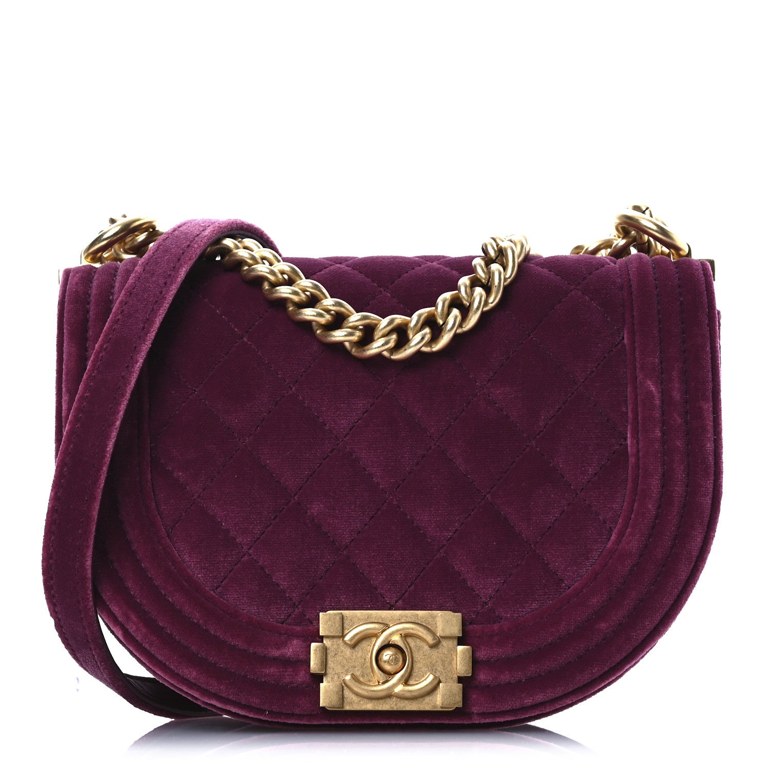 Chanel Velvet Quilted Small Boy Messenger Bag Bordeaux 1 of 12
