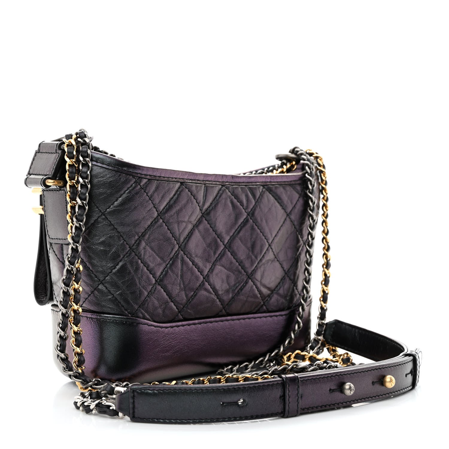 Chanel Iridescent Aged Calfskin Quilted Small Gabrielle Hobo Black 3 of 11