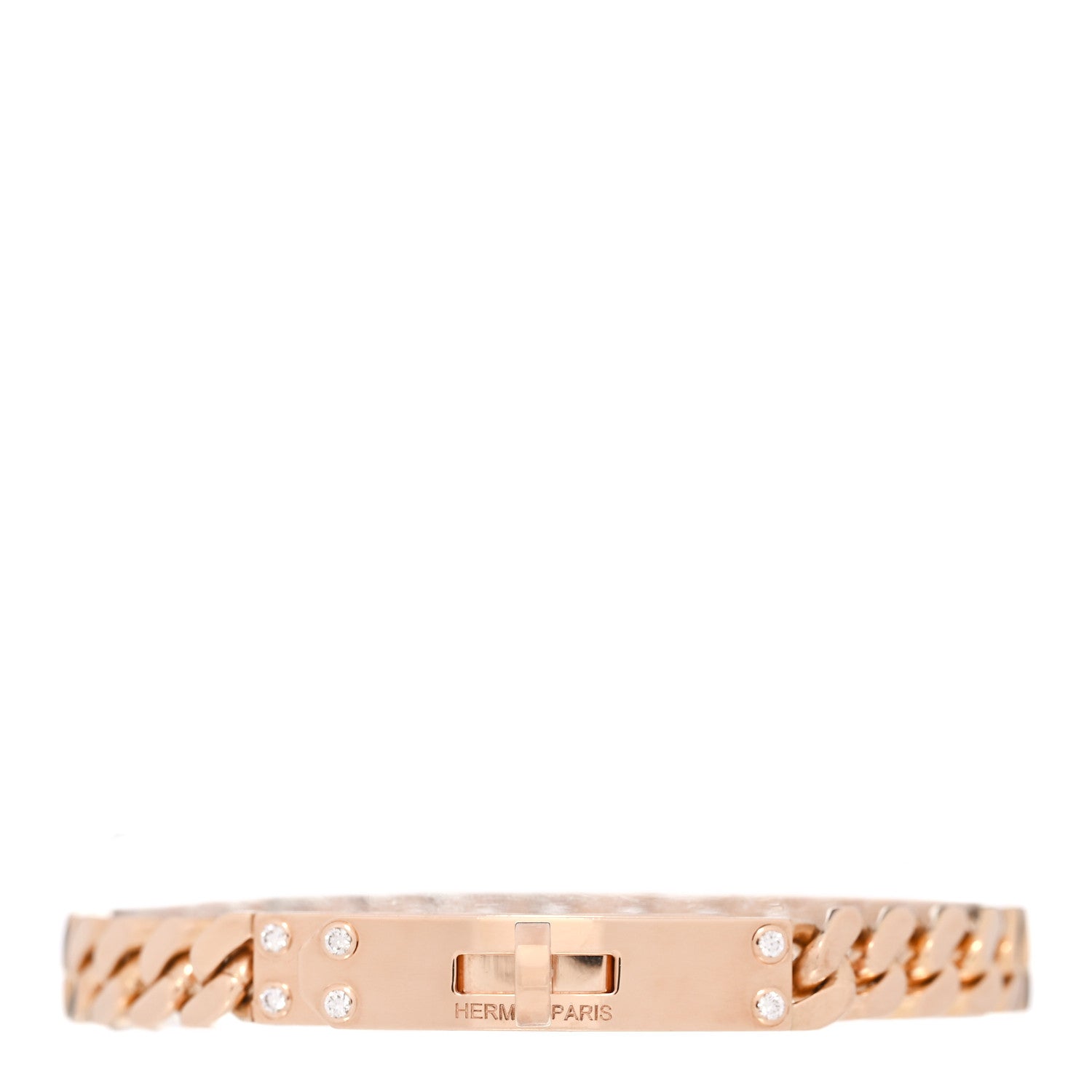 Hermes 18K Rose Gold Diamond PM Kelly Chaine Bracelet SH 1 of 3