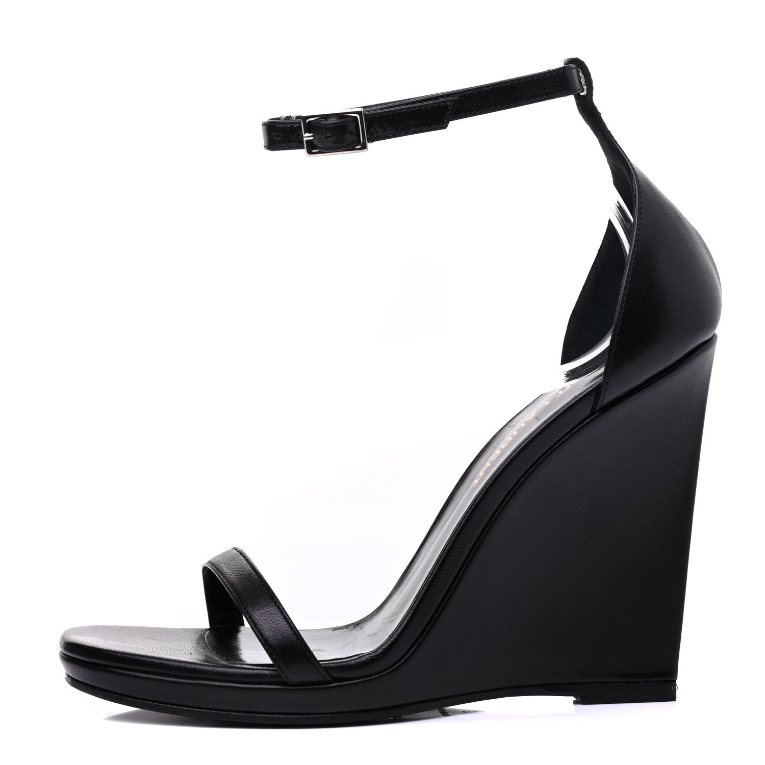 Saint Laurent Calfskin Jane 105 Wedge Sandals 35 Black 1 of 10