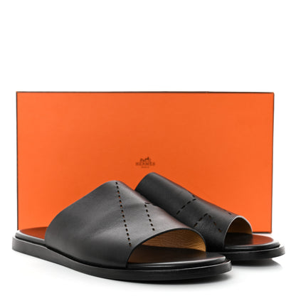 Hermes Calfskin Mens Smyrne Sandals 43 Black 9 of 9