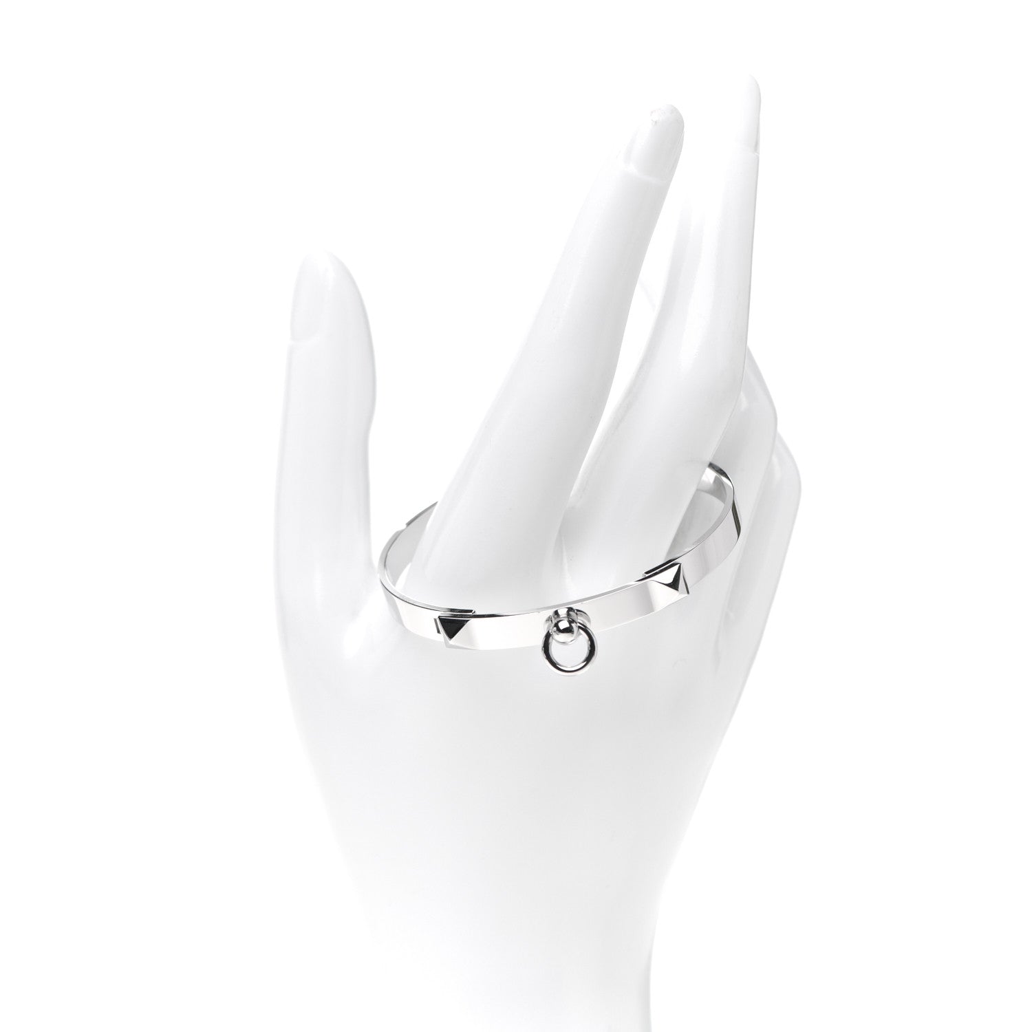 Hermes 18K White Gold PM Collier De Chien Bracelet SH 2 of 5