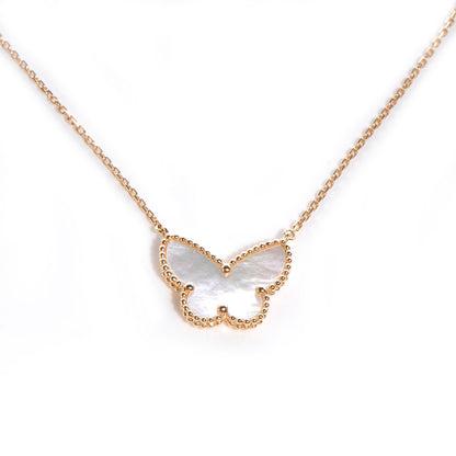 Van Cleef & Arpels 18K Yellow Gold Mother of Pearl Lucky Alhambra Butterfly Pendant 1 of 6