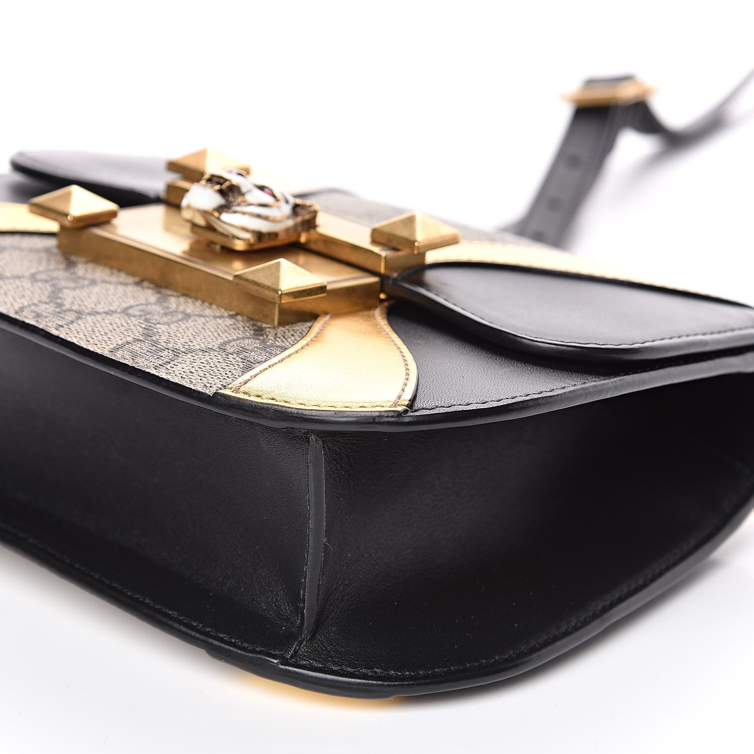 Gucci GG Supreme Monogram Small Osiride Shoulder Bag Black Gold 12 of 13