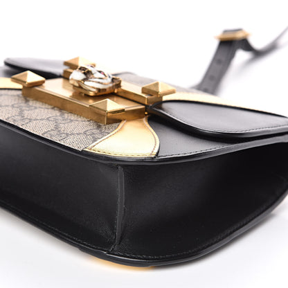 Gucci GG Supreme Monogram Small Osiride Shoulder Bag Black Gold 12 of 13