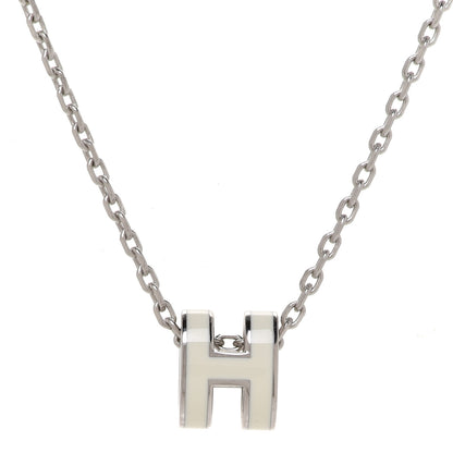Hermes Lacquered Palladium Mini Pop H Pendant Necklace White 4 of 7