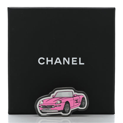 Chanel Resin Crystal CC Convertible Car Brooch Pink Black 6 of 6