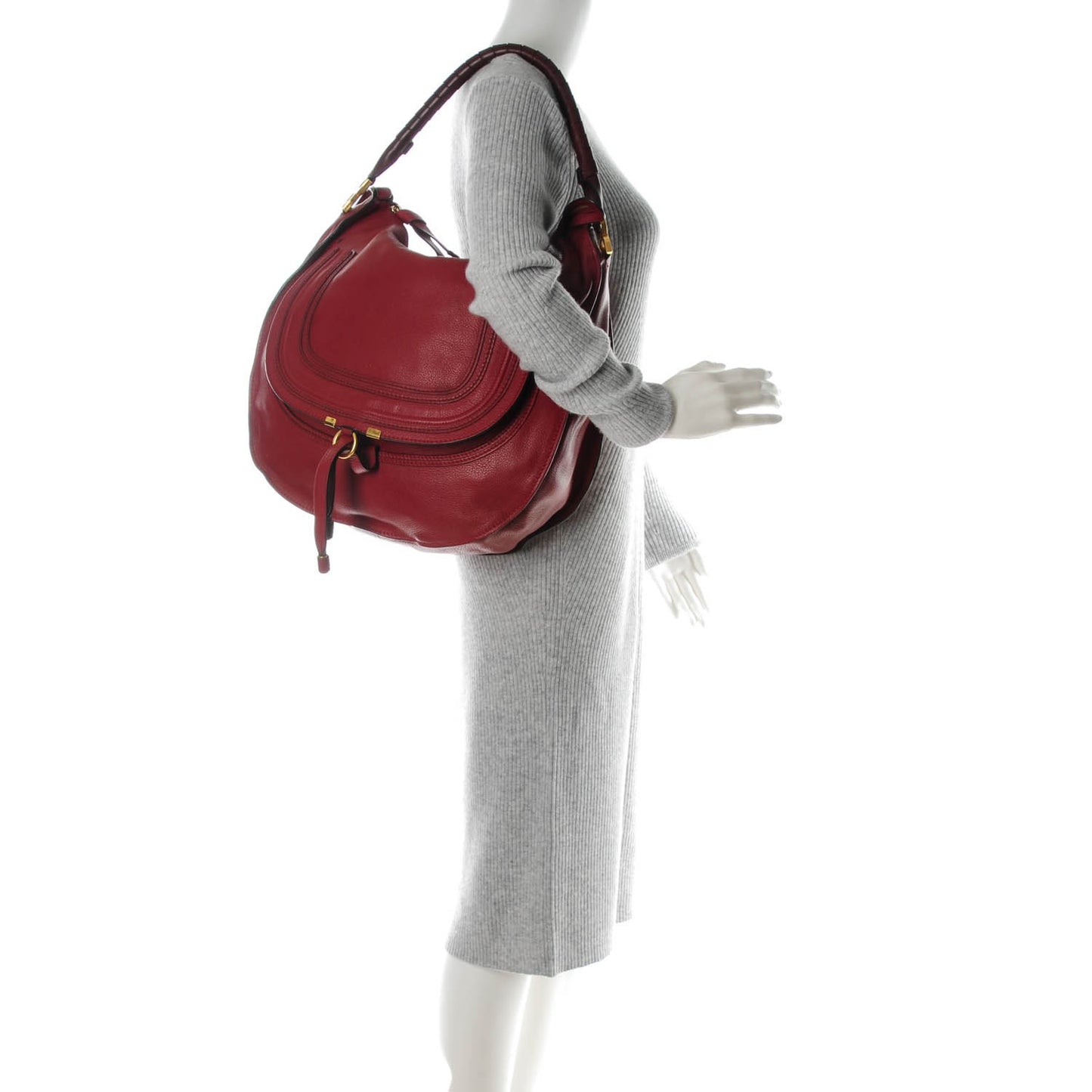 Calfskin Large Marcie Hobo Garnet