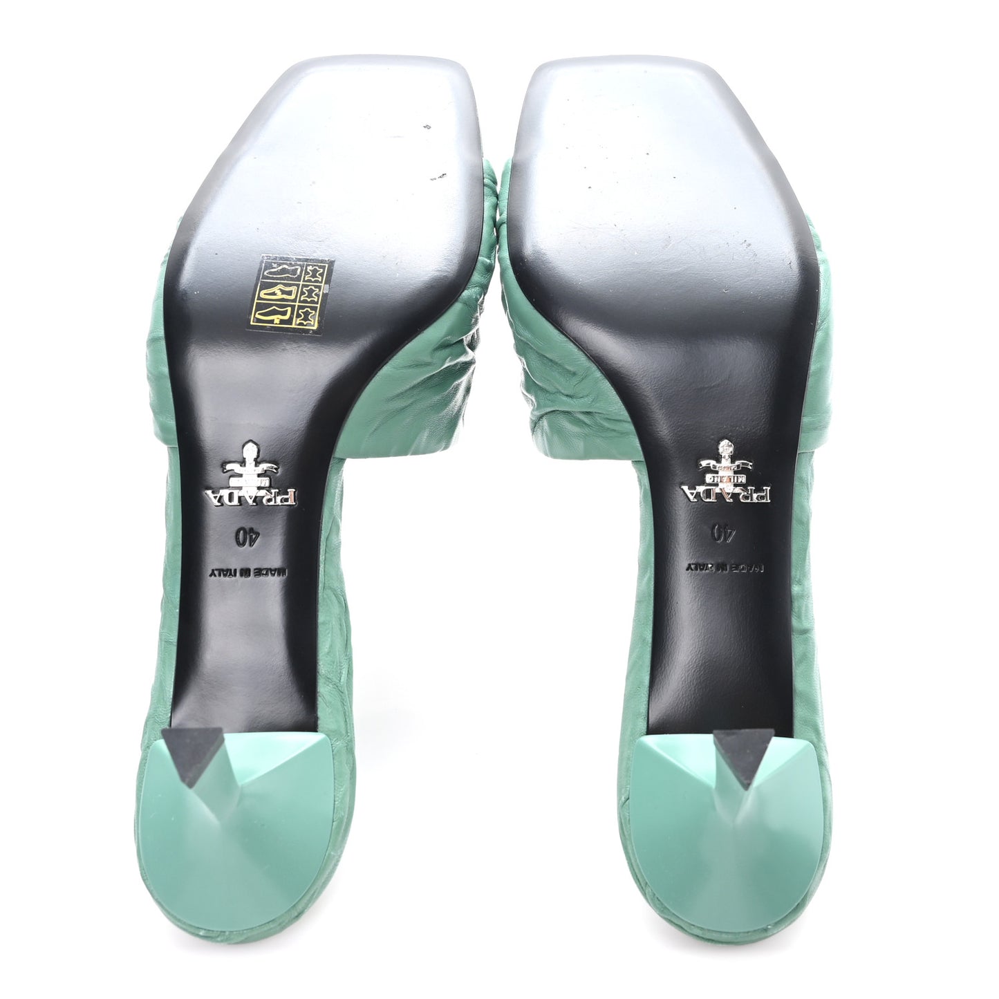 Nappa Antique Metal Triangle Logo 55mm Slide Sandals 40 Salvia