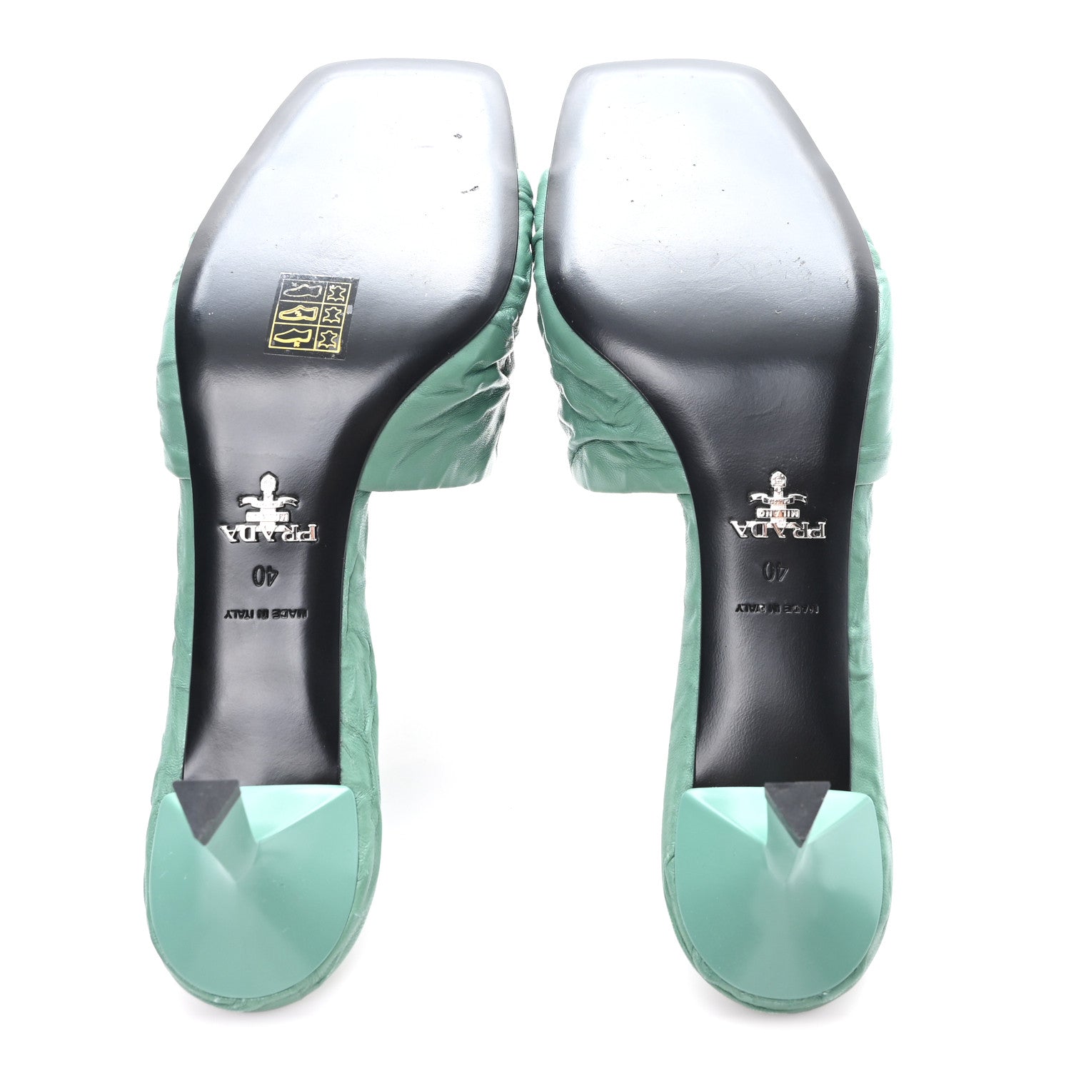 Prada Nappa Antique Metal Triangle Logo 55mm Slide Sandals 40 Salvia 6 of 9