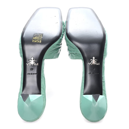 Prada Nappa Antique Metal Triangle Logo 55mm Slide Sandals 40 Salvia 6 of 9