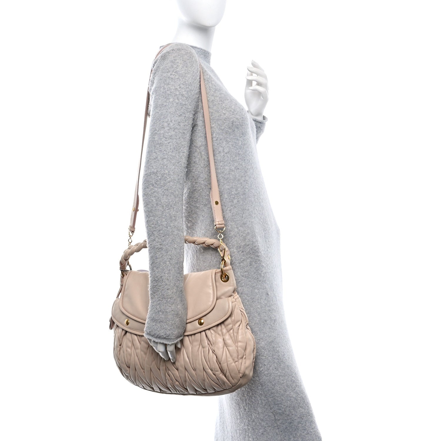 Miu Miu Nappa Matelasse Coffer Hobo Cammeo 2 of 9