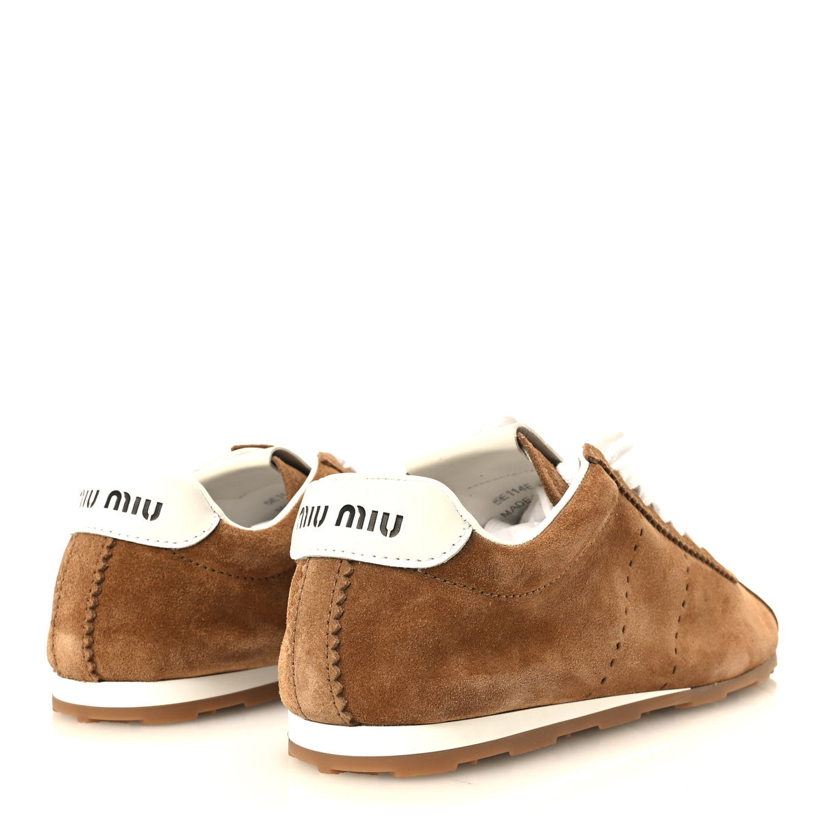 Miu Miu Scamosciato Womens Plume Sneakers 38 Cannella 5 of 10