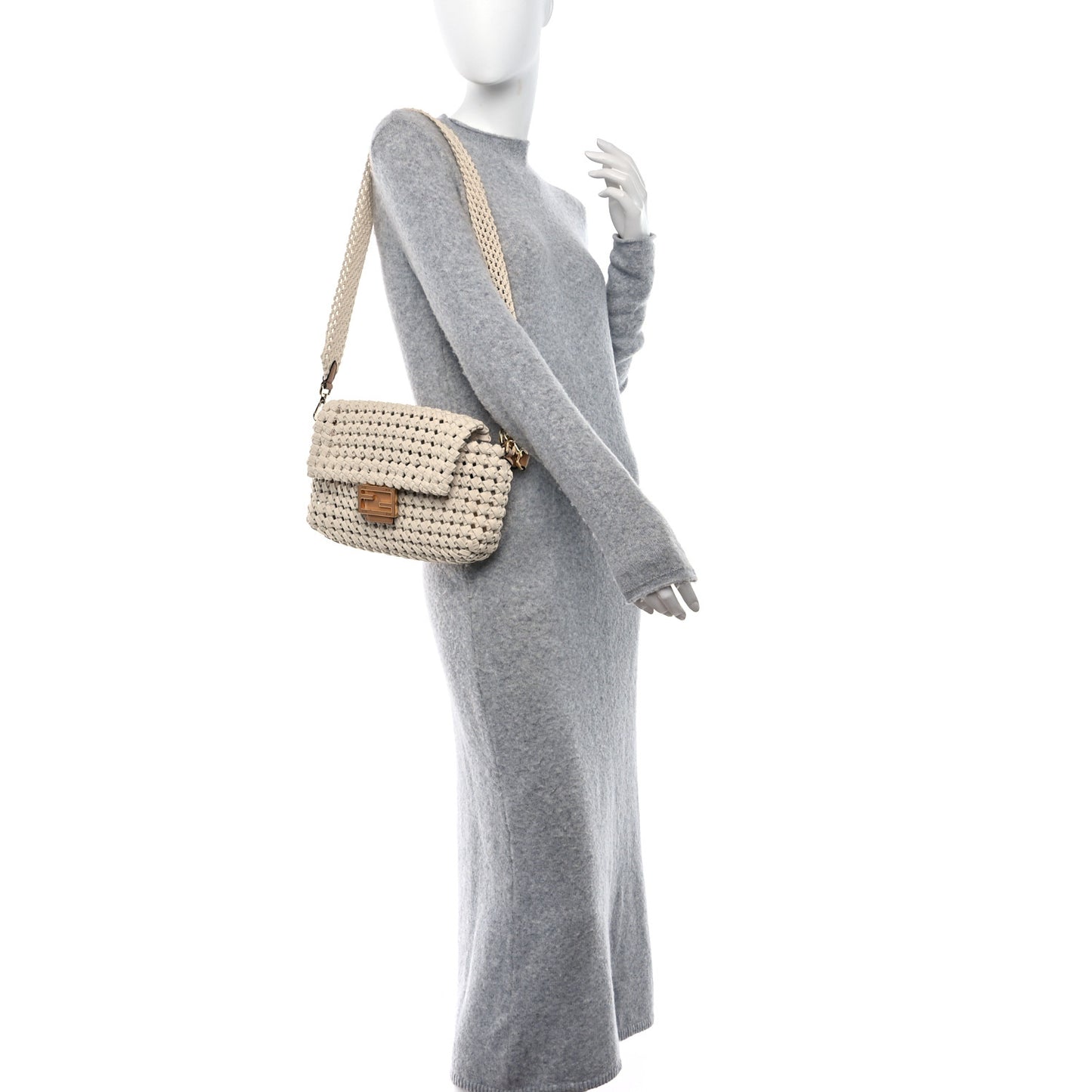 Canvas Woven Baguette Beige