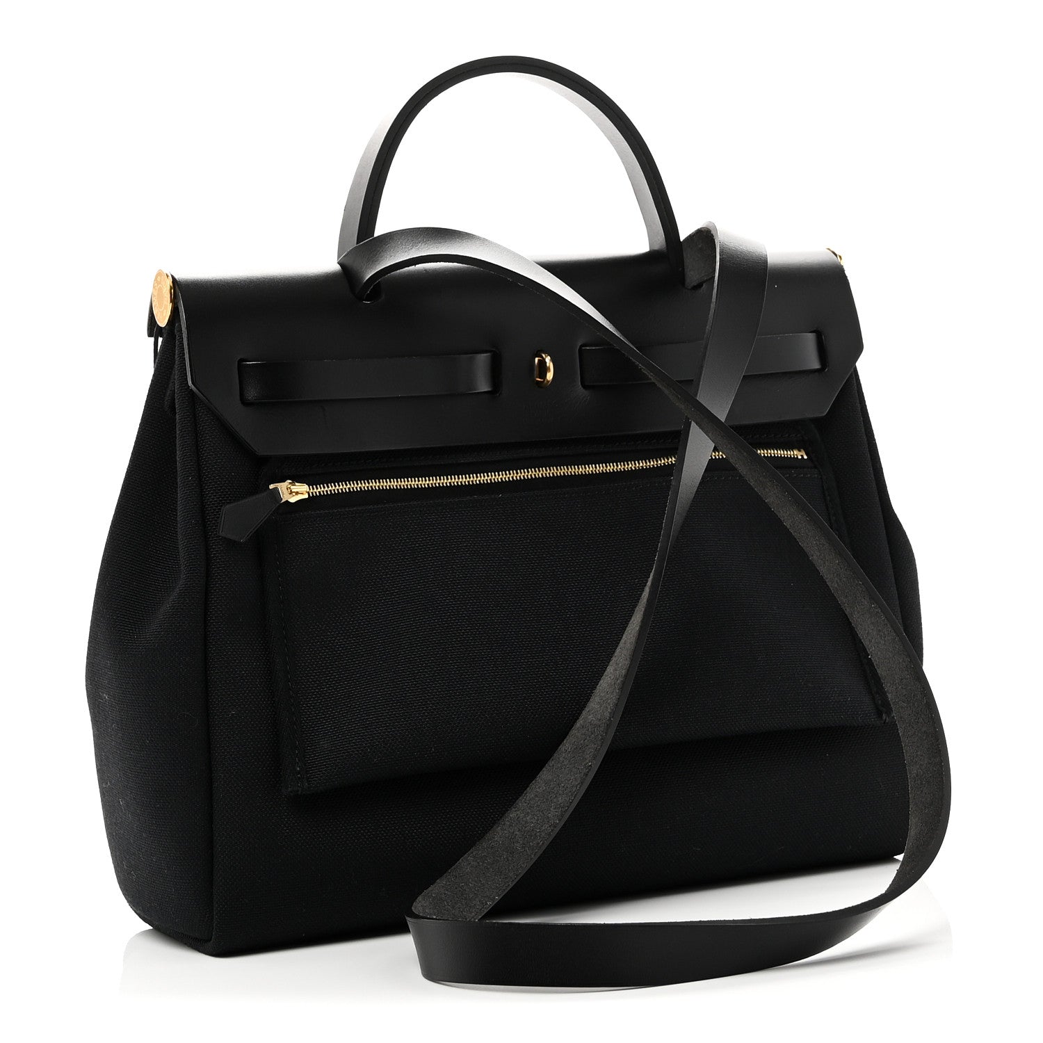 Hermes Military Toile Vache Hunter Herbag Zip Retourne 31 PM Black 4 of 12