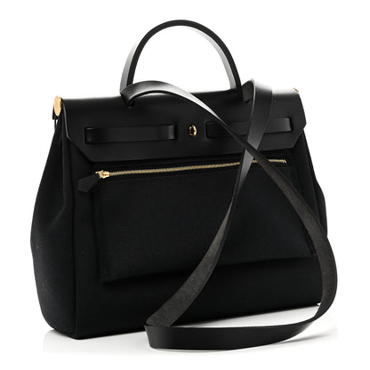 Hermes Military Toile Vache Hunter Herbag Zip Retourne 31 PM Black 4 of 12