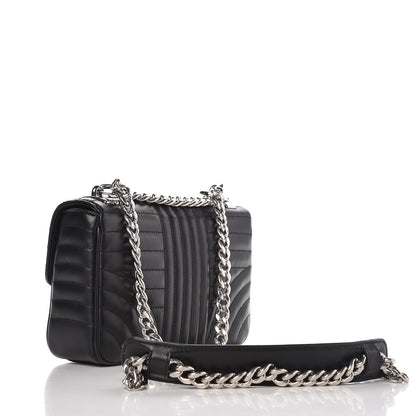 Prada Soft Calfskin Impunture Diagramme Small Chain Flap Shoulder Bag Black 4 of 8