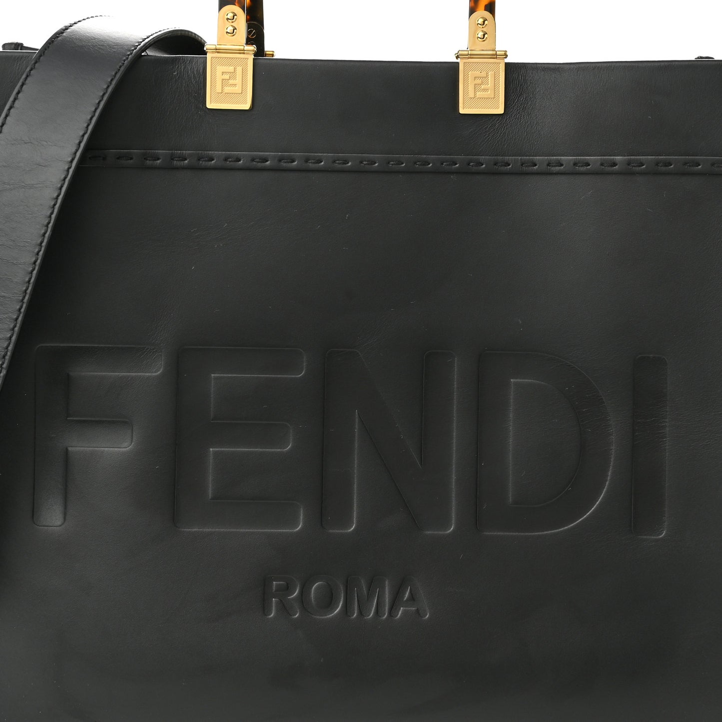 Vitello King Plexiglass Medium Fendi Sunshine Shopper Tote Black