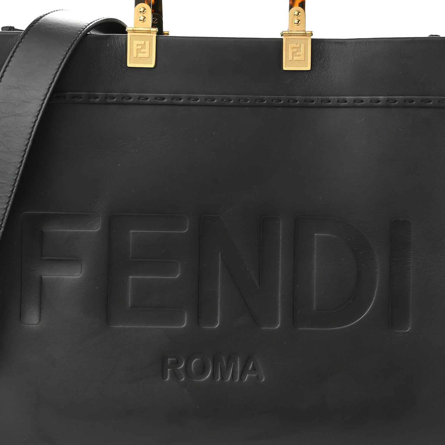 Fendi Vitello King Plexiglass Medium Fendi Sunshine Shopper Tote Black 8 of 10